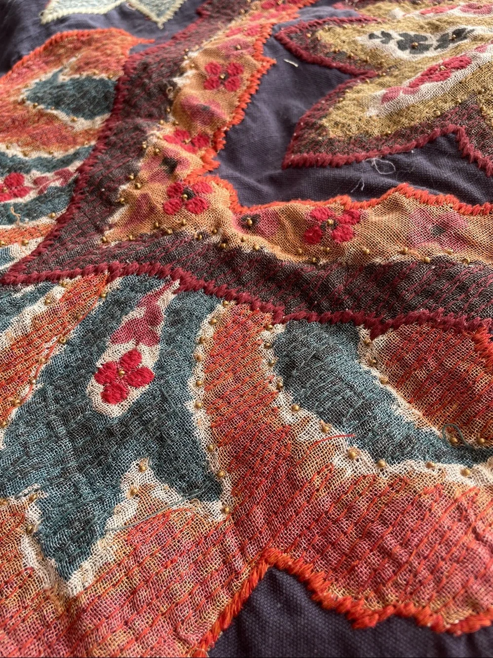 Pottery Barn set of 2 cushion covers 24x24” Linen Paisley embroidery pillow